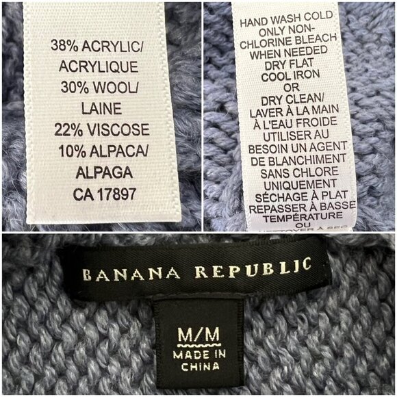Banana Republic Wool Alpaca Blend‎ Purple Cowlneck Cable Knit Sweater Sz M - Picture 10 of 11